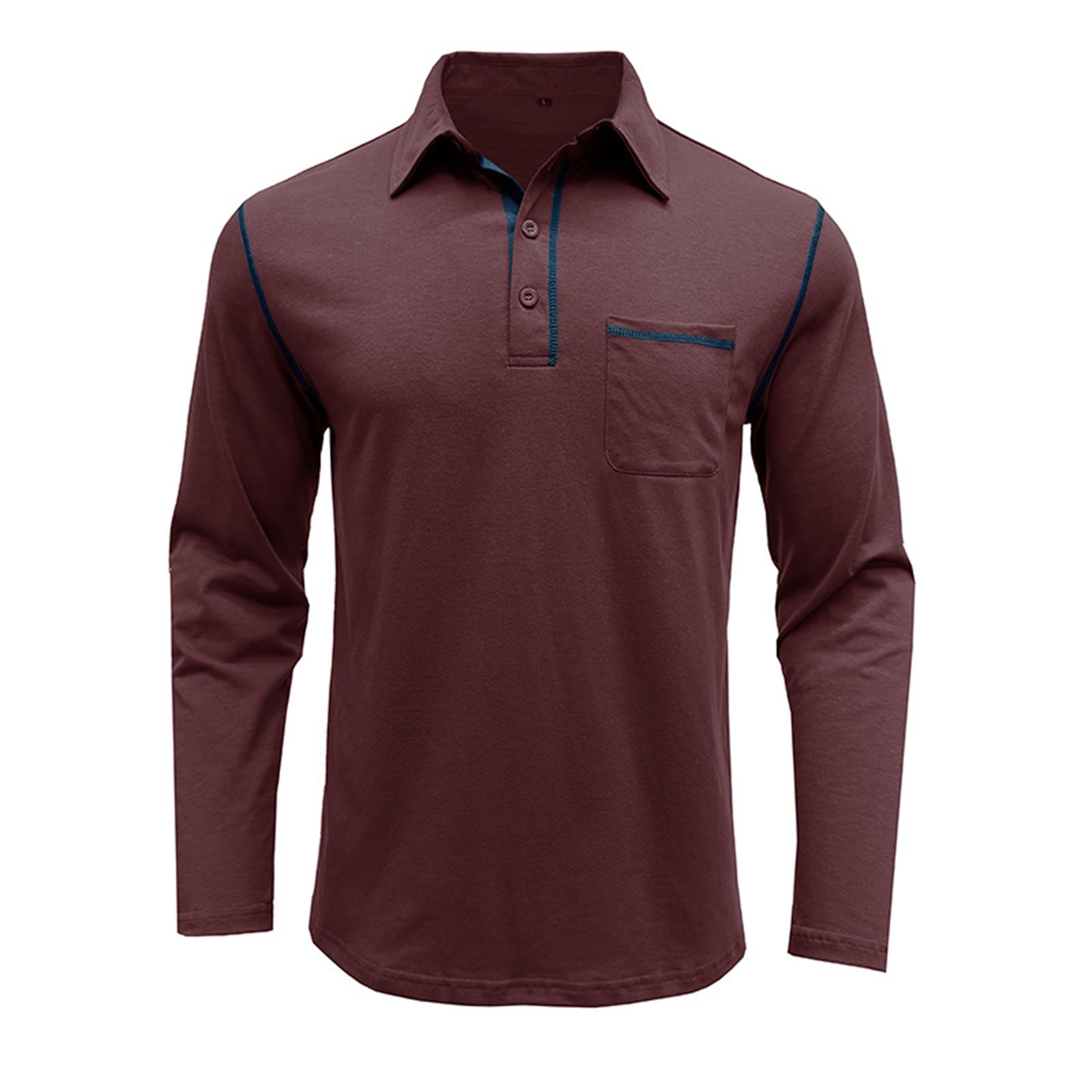 thumbnail image 2 of Camisa de manga larga a cuadros con botones para hombre: mezcla de algodón informal, bolsillo en el pecho, corte clásico para el trabajo diario y el ocio, 2 of 8